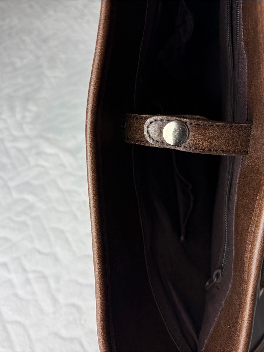 Vintage 90s Esprit chocolate brown shoulder bag tote with woven tan straps - Picture 9 of 11